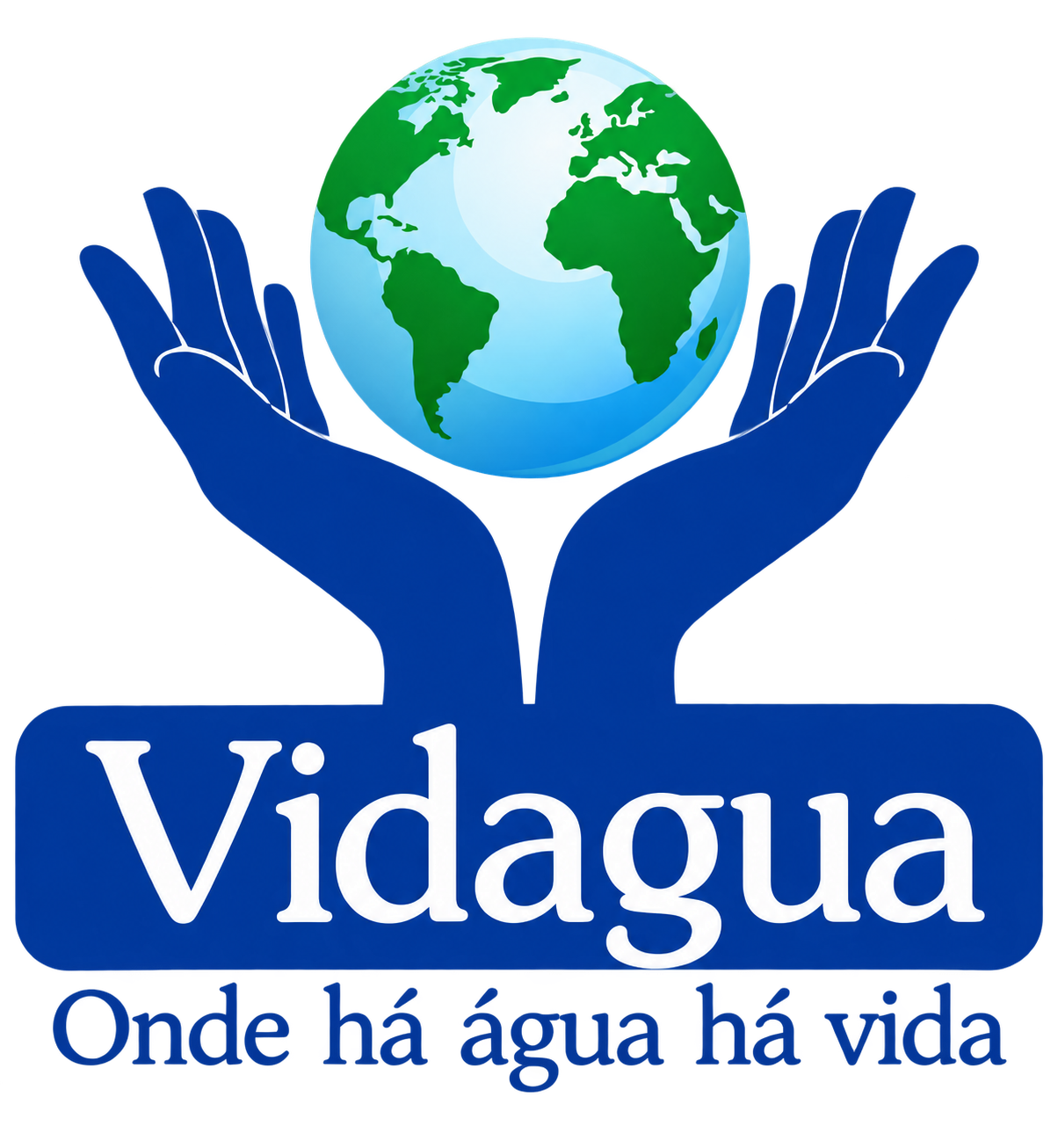 Logo Vidagua_ mãos protegendo o planeta